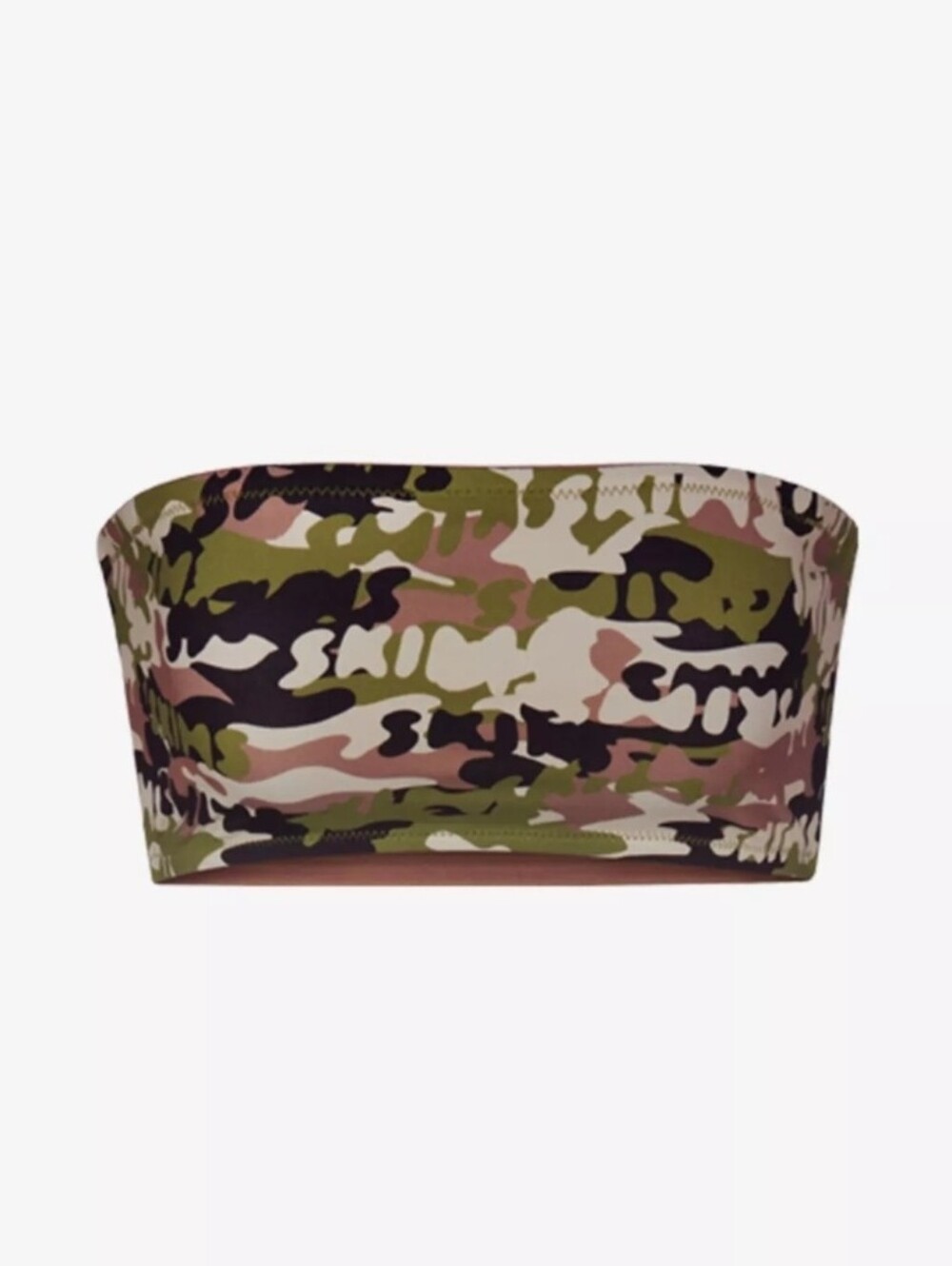 Skims Recycled Swim Bandeau Bikini Top SW-BND-0777 LOGO Camo Size Small